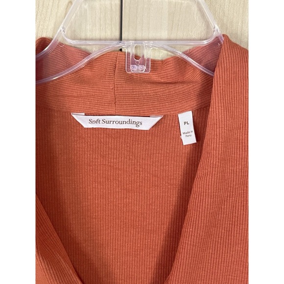 Soft Surroundings Womens Sz L Petite V-Neck Orange Shirt Blouse Pima Cotton Top - Picture 3 of 6